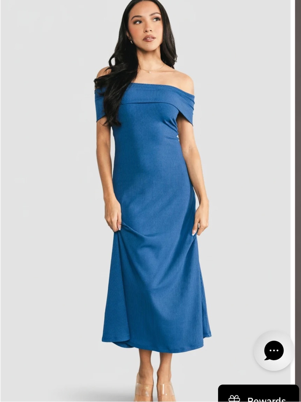 Baltic Born One-Shoulder Ribbed Maxi Dress in Blue